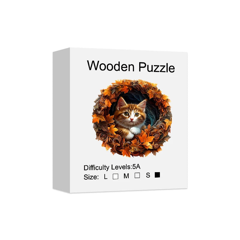 Puzzle en Bois Chat Effet 3D