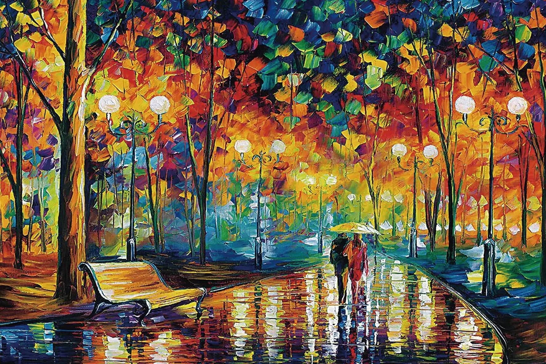 Puzzle Allée d'Automne aux Amoureux — 1000 Pièces