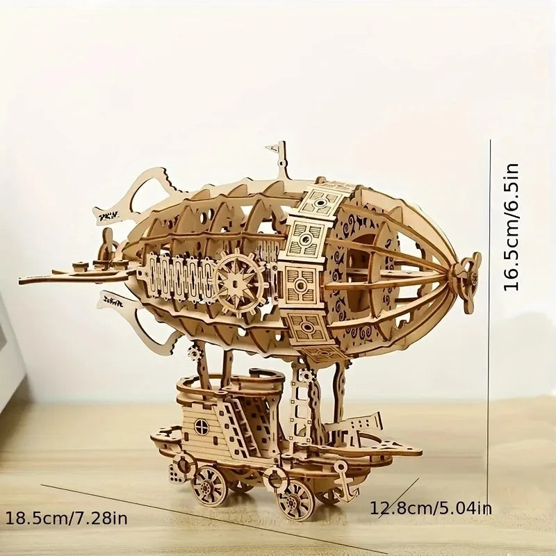 Puzzle 3D en Bois — Train, Voilier ou Dirigeable