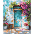 Peinture par Numéros Porte Turquoise Fleurie
