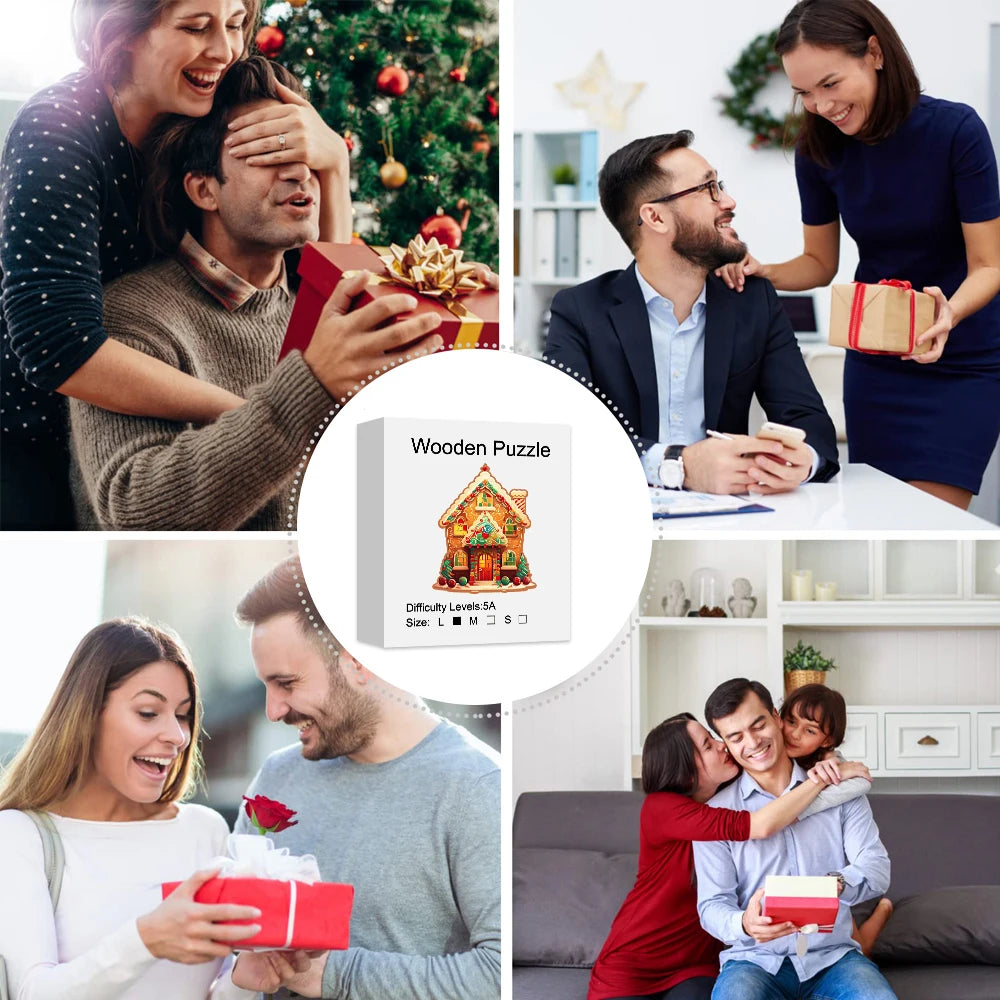 Puzzle en Bois Maison de Noël