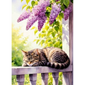 Peinture par Numéros Chat sous la Glycine