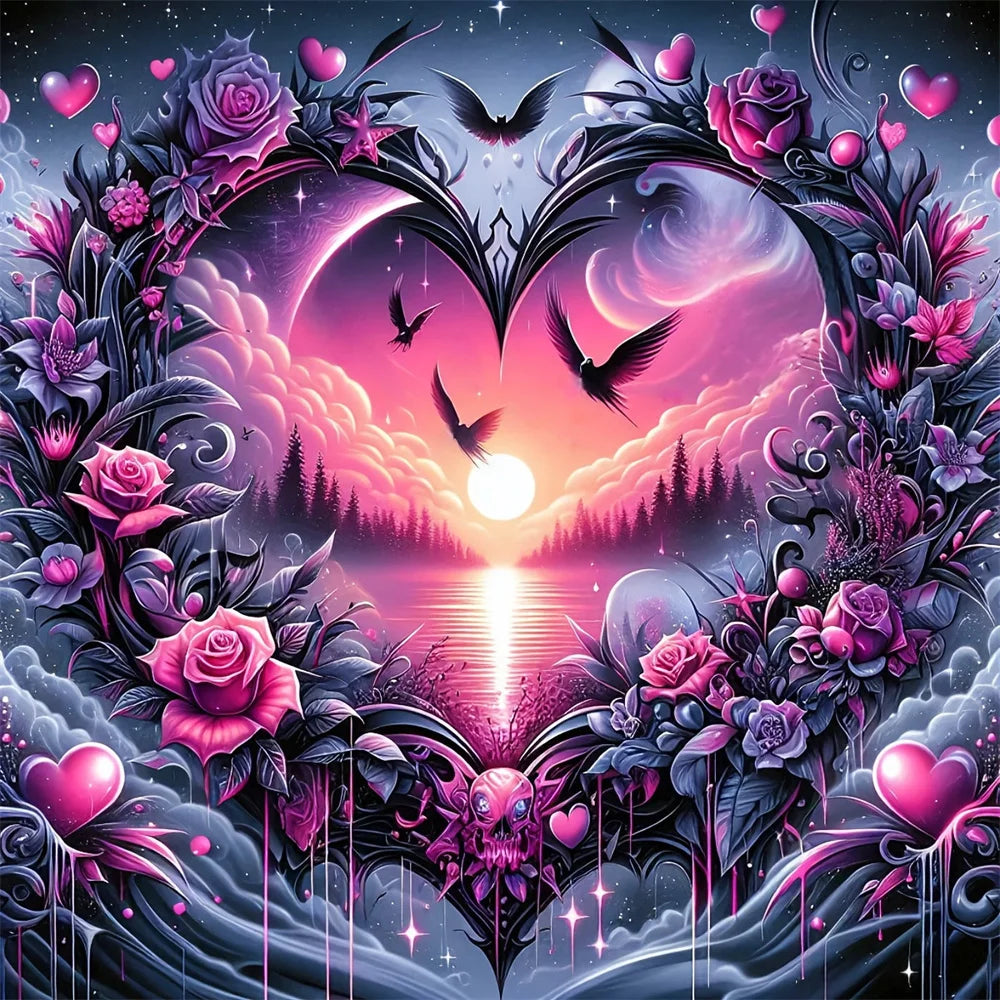 Diamond Painting Cœur et Hirondelles