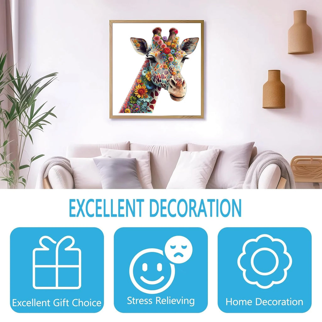 Puzzle en Bois Girafe en Fleurs