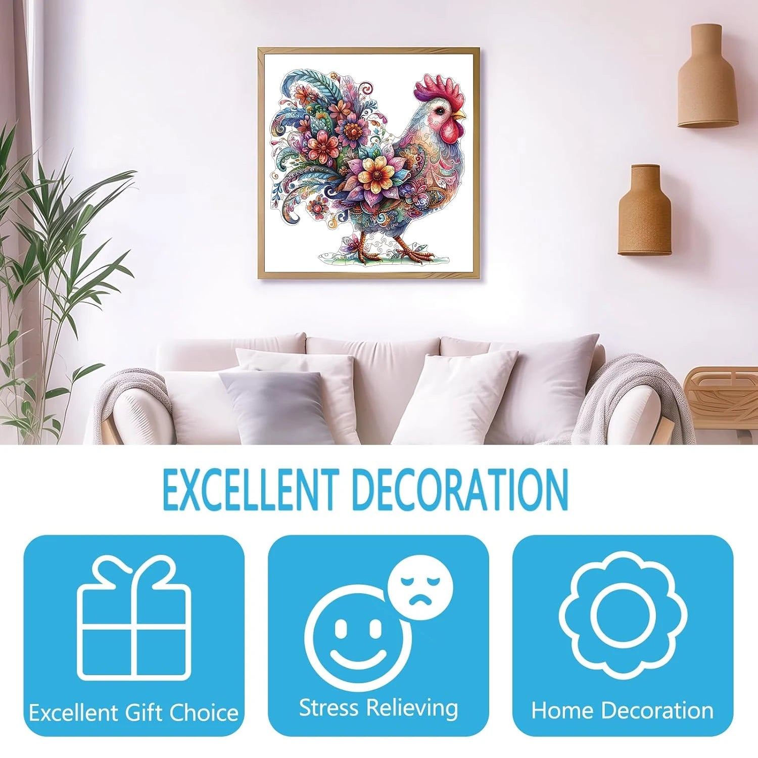 Puzzle en Bois Coq Fantaisie