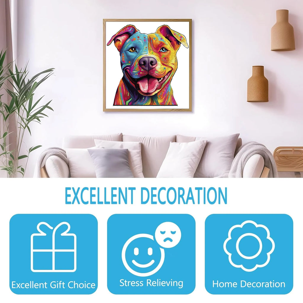 Puzzle en Bois Chien Coloré
