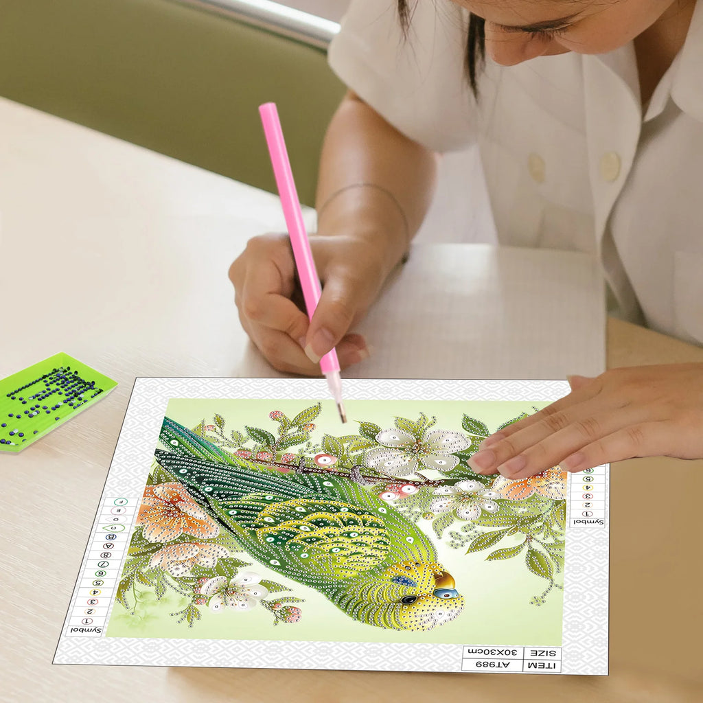 Diamond Painting Perroquet Vert — Formes Spéciales