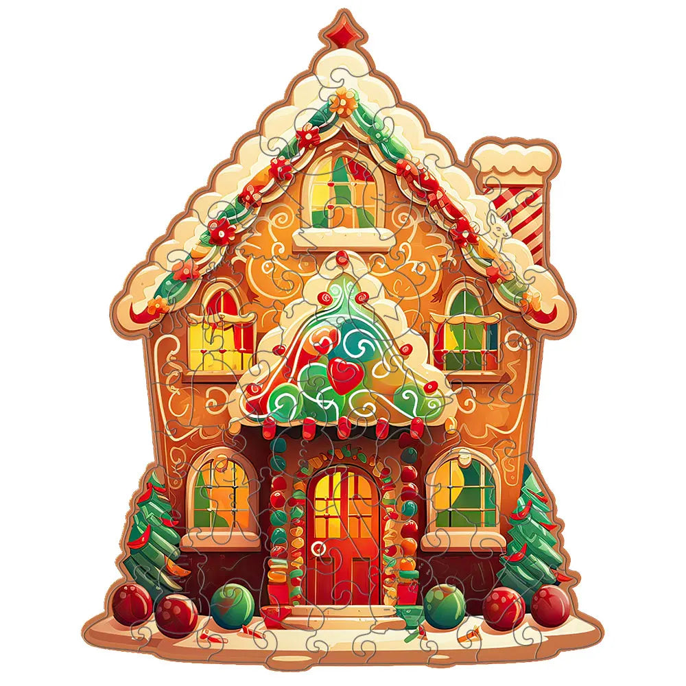 Puzzle en Bois Maison de Noël