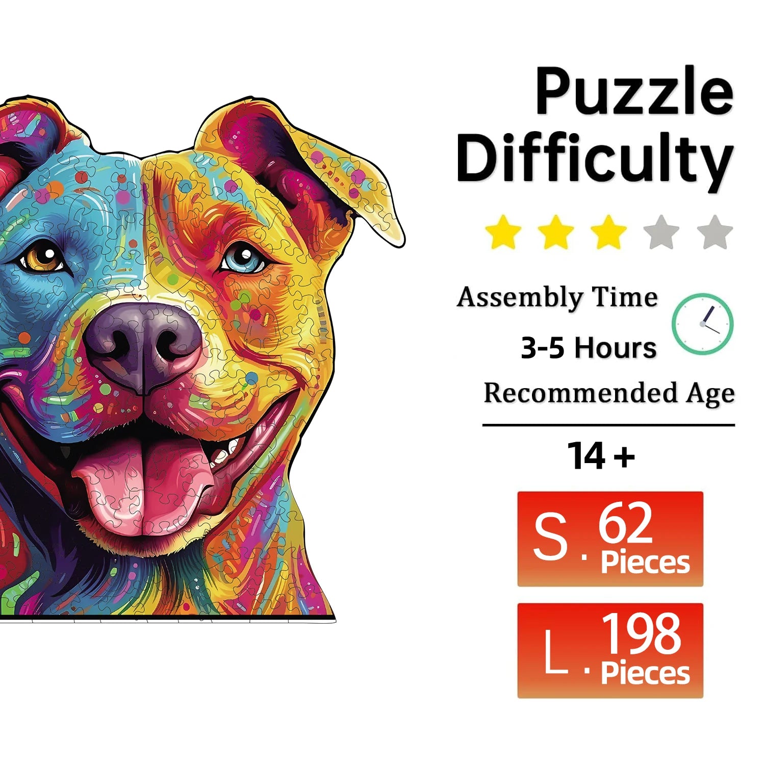 Puzzle en Bois Chien Coloré