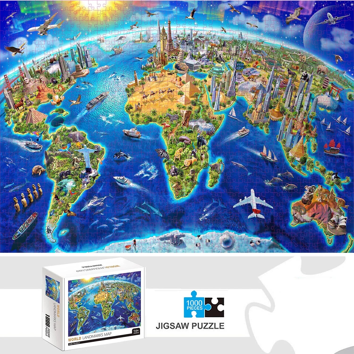 Puzzle Carte des Monuments du Monde — 1000 Pièces