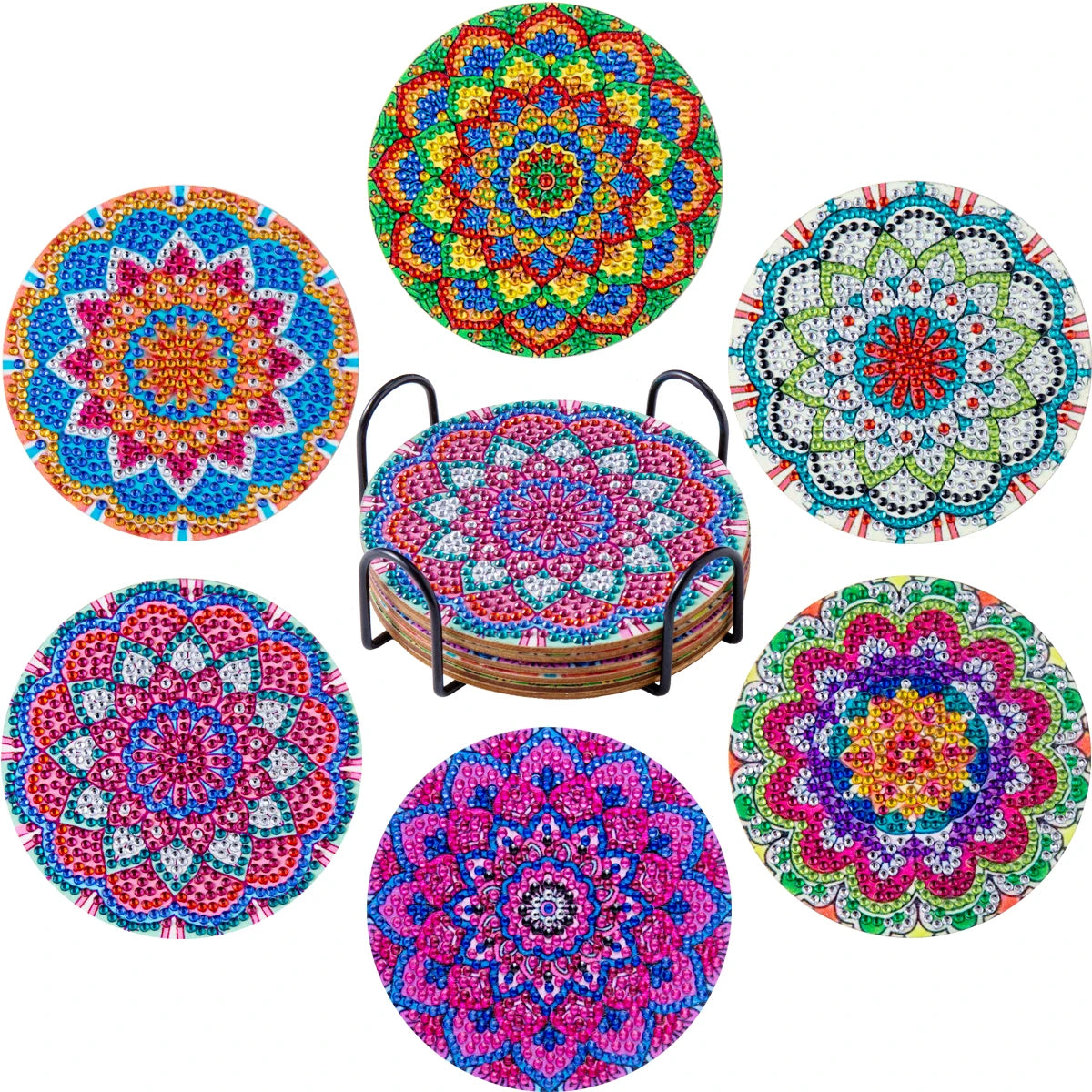 Sous-verres Diamond Painting Fleurs — Lot de 6