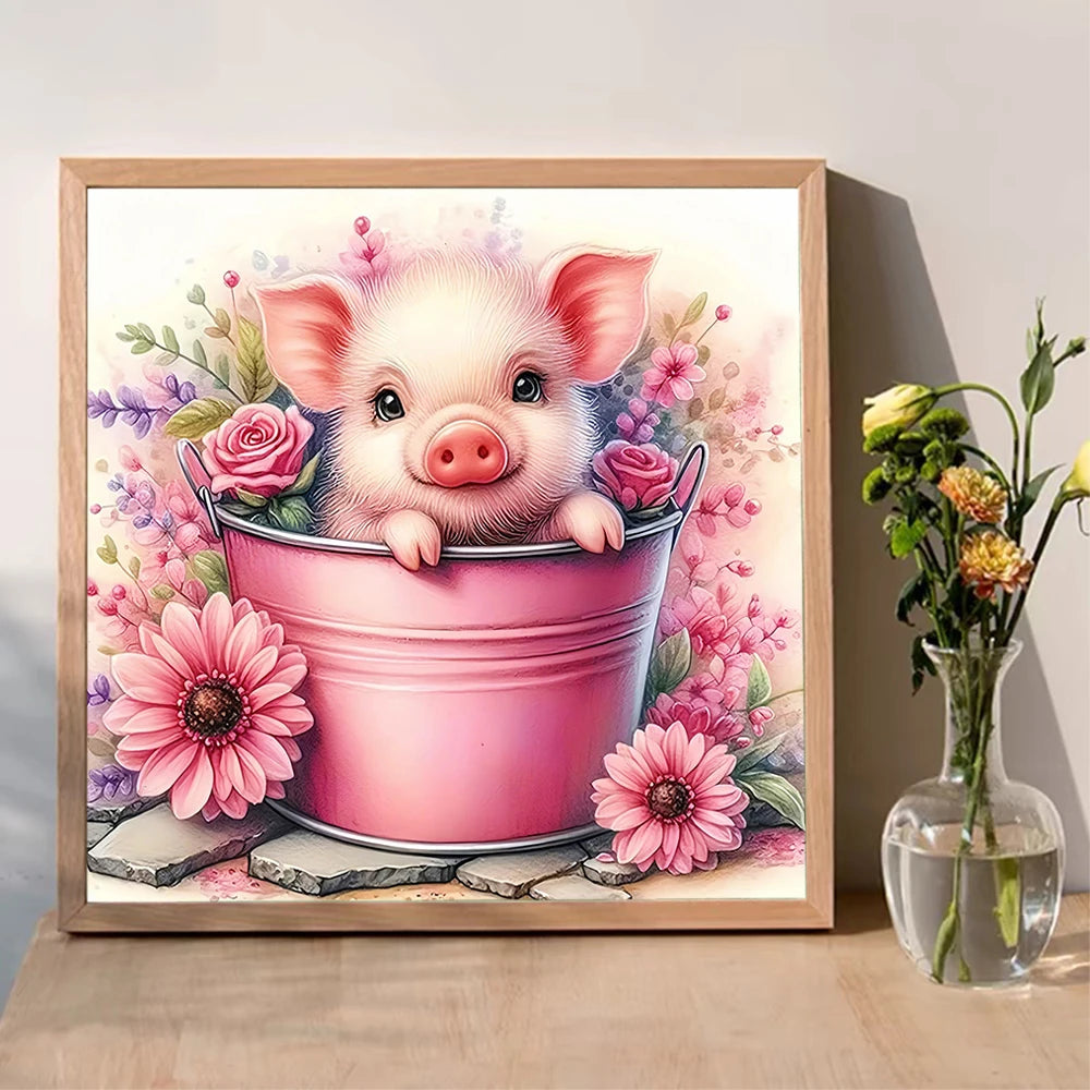Diamond Painting Cochon et Fleurs