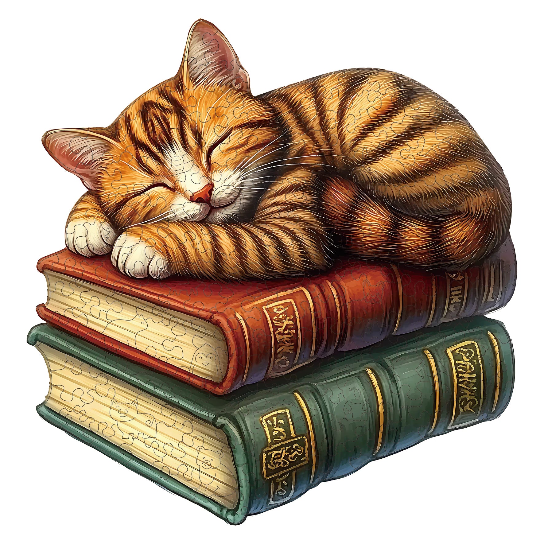 Puzzle en Bois Chat Endormi sur le Livre