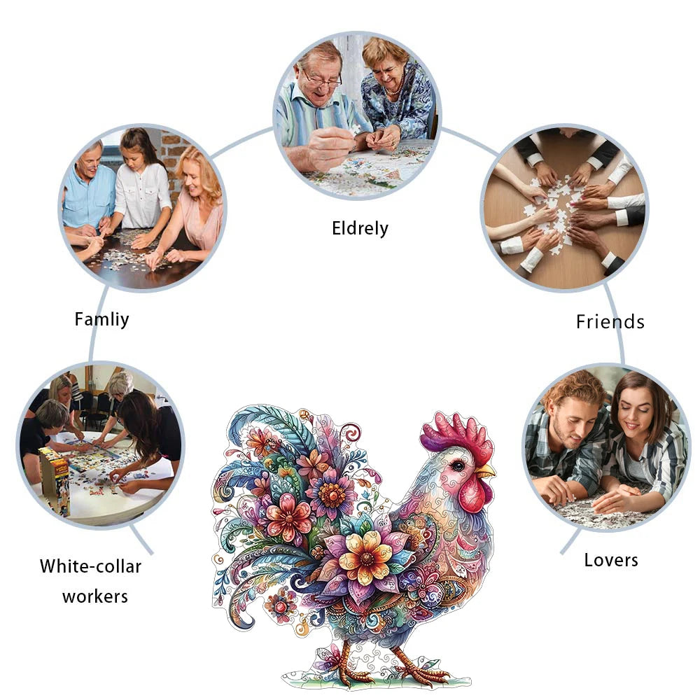 Puzzle en Bois Coq Fantaisie