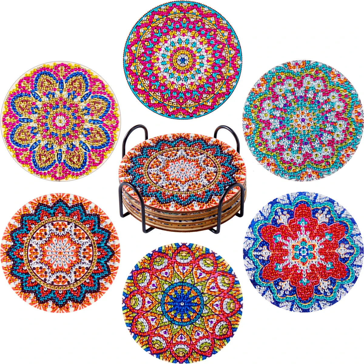 Sous-verres Diamond Painting Fleurs — Lot de 6