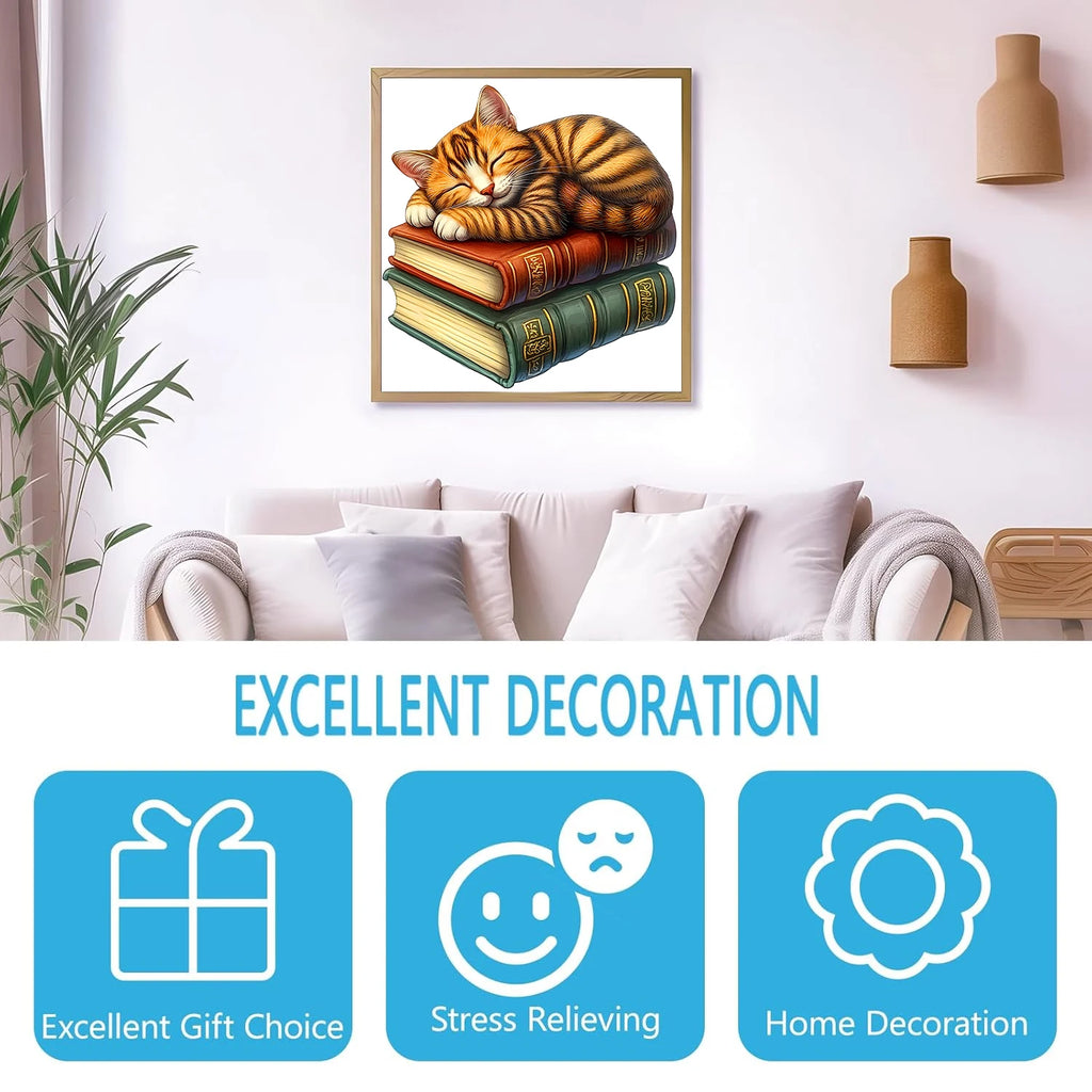 Puzzle en Bois Chat Endormi sur le Livre