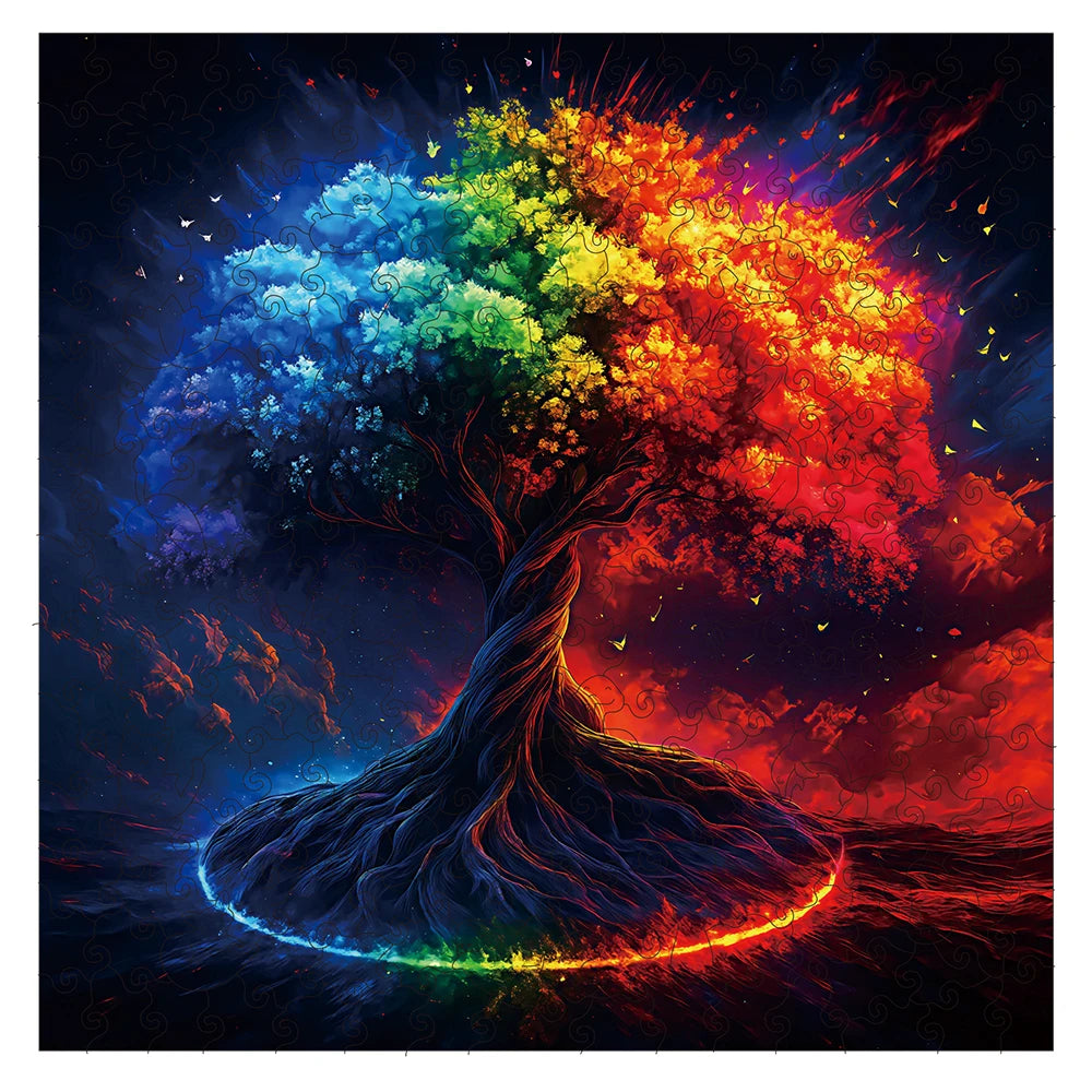 Puzzle en Bois Arbre de Vie Coloré