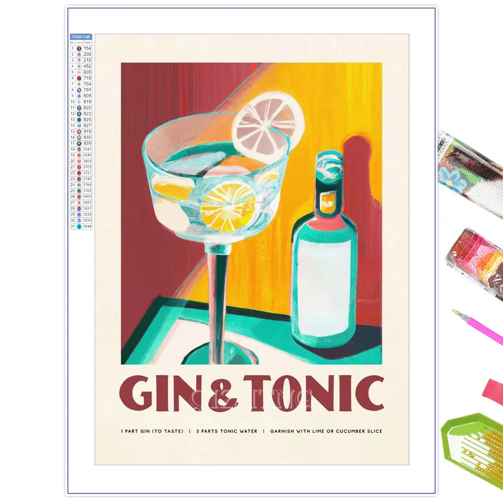 Diamond Painting Affiche Gin Tonic