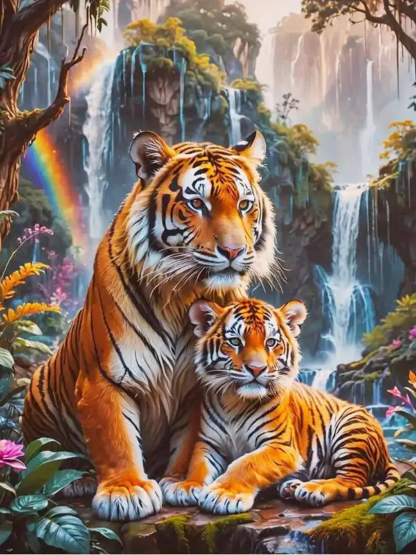 Diamond Painting Tigre à la Cascade