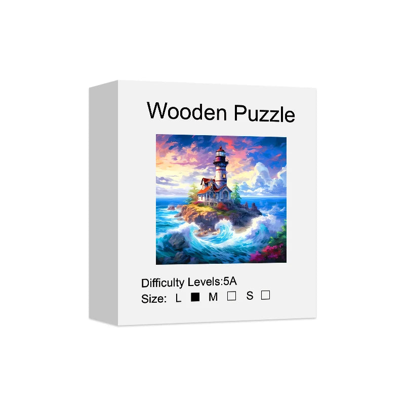 Puzzle en Bois Phare dans la Vague
