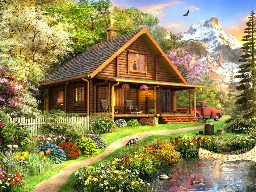 Peinture par Numéros Cottage Fleuri