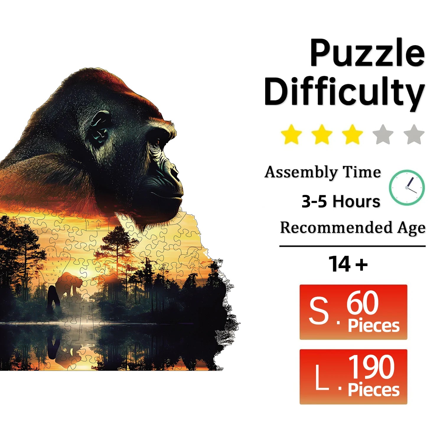 Puzzle en Bois Orang-outan en Forêt