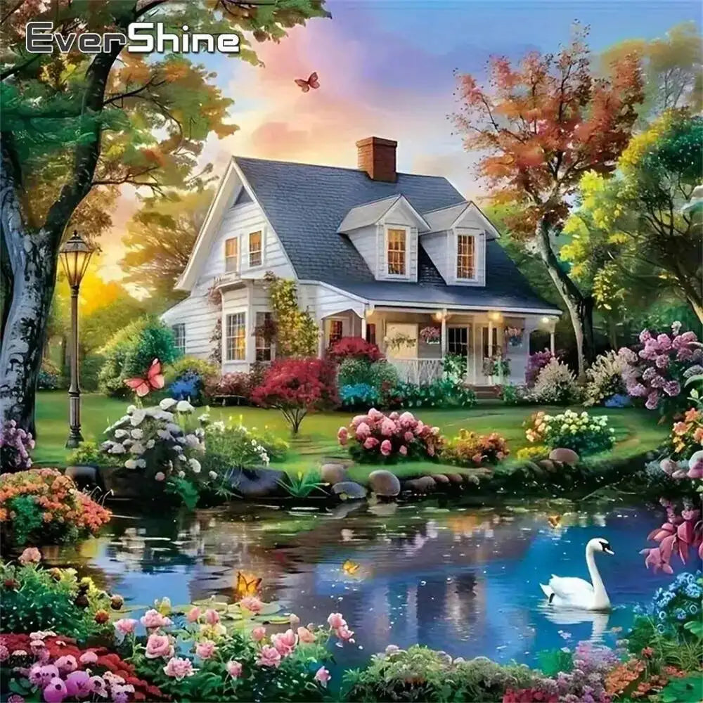 Diamond Painting Maison au Bord du Lac