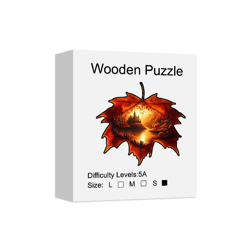 Puzzle en Bois Monde dans la Feuille d'Érable