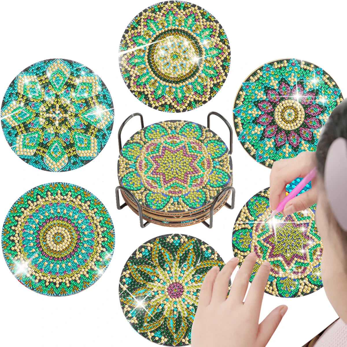 Sous-verres Diamond Painting Fleurs — Lot de 6