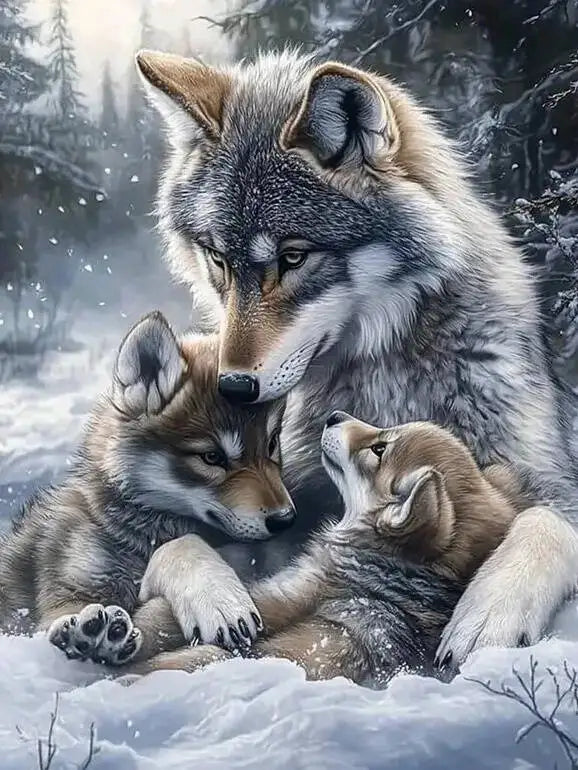Diamond Painting Loup en Hiver