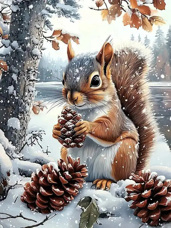 Diamond Painting Écureuil dans la Neige