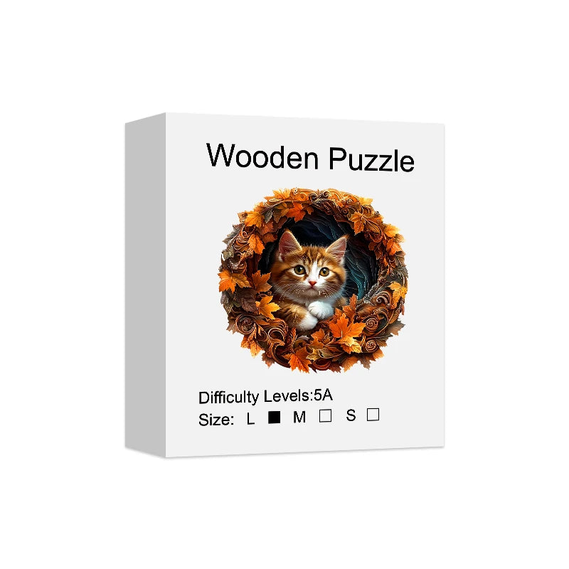 Puzzle en Bois Chat Effet 3D