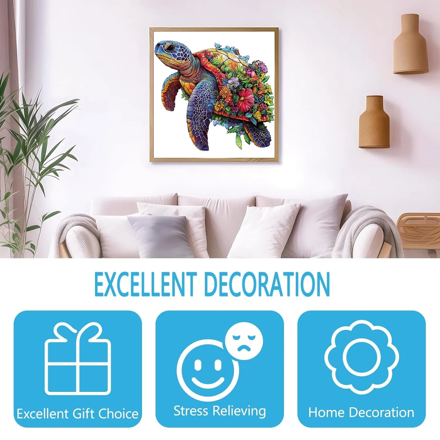 Puzzle en Bois Tortue de Mer Fleurie