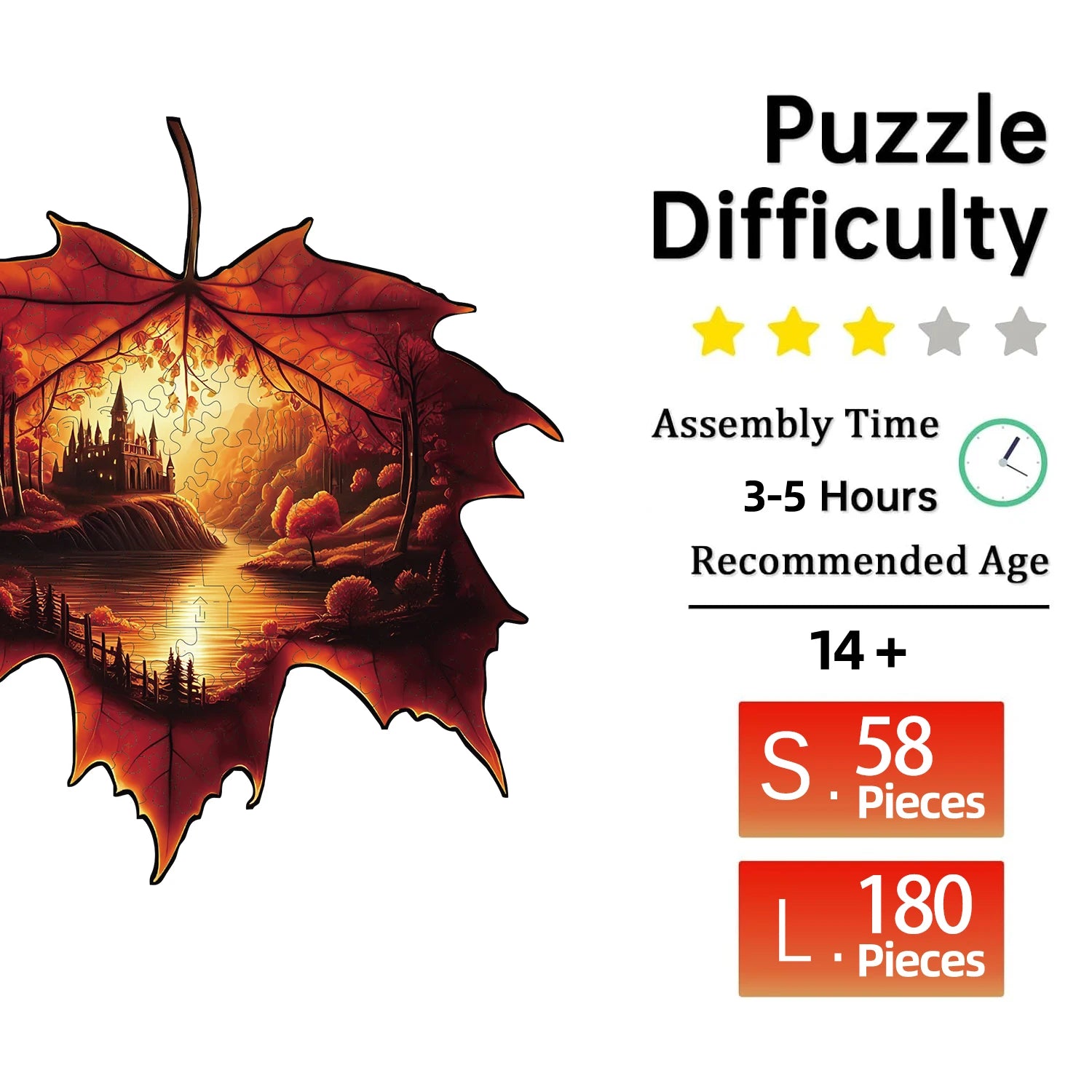 Puzzle en Bois Monde dans la Feuille d'Érable