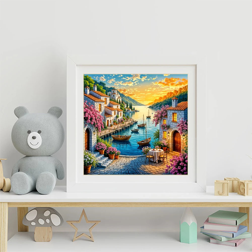 Diamond Painting Village au Port Fleuri