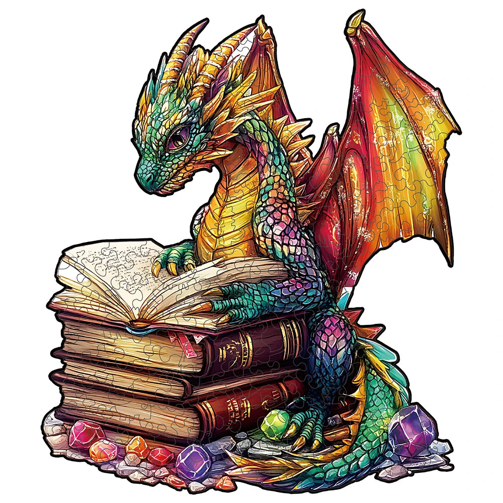 Puzzle en Bois Dragon du Livre Magique