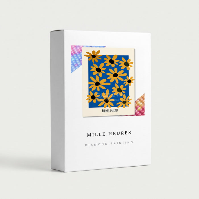 Diamond Painting Fleurs Jaunes sur Bleu