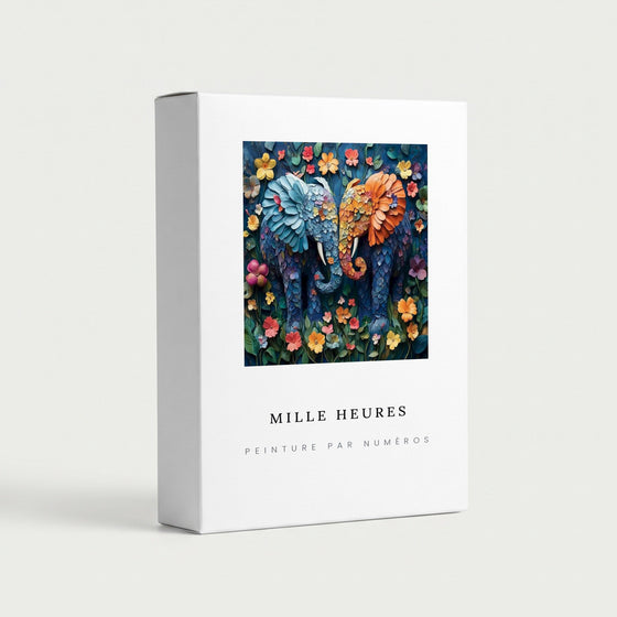 Peinture par Numéros Éléphants Fleuris