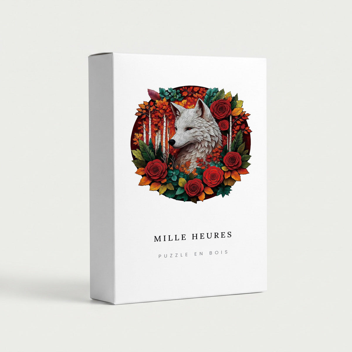 Coffret Mille Heures — Puzzle en Bois Loup dans les Fleurs