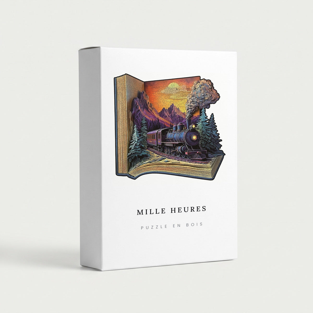 Coffret Mille Heures — Puzzle en Bois Train dans le Livre